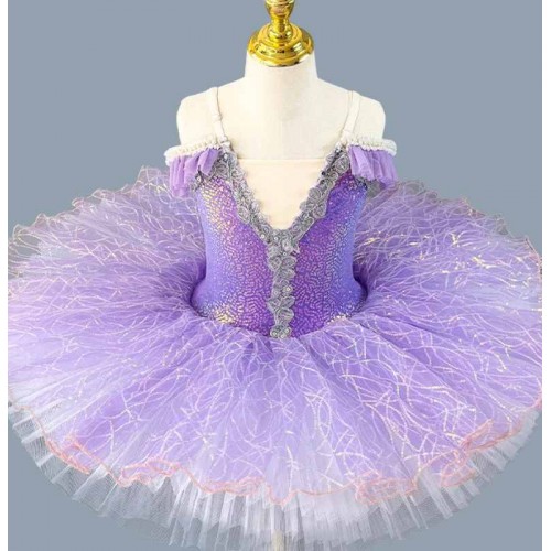 Kids toddler mint pink purple ballet dance tutu skirts dance costume Girls ballerina sequins princess party stage performance leotard gymanstic dance dresses